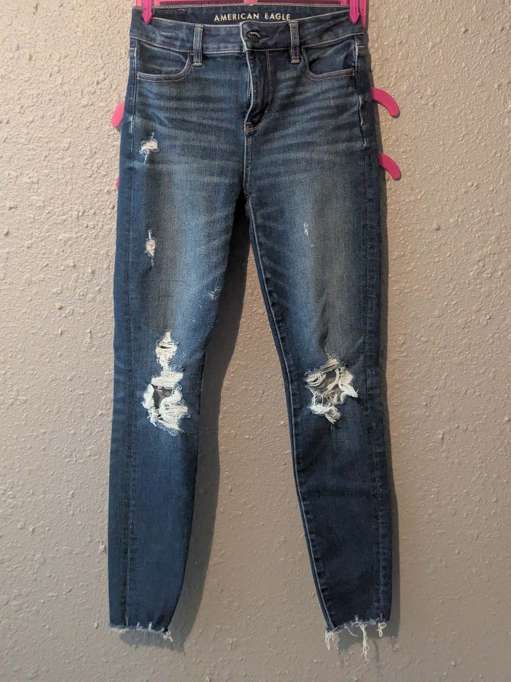 Sz 0 Distressed Dark Blue Skinny Jeans